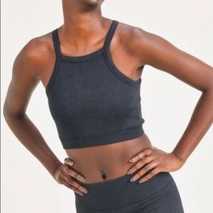 Mono B Square Front Ribbed Cropped Tank Top